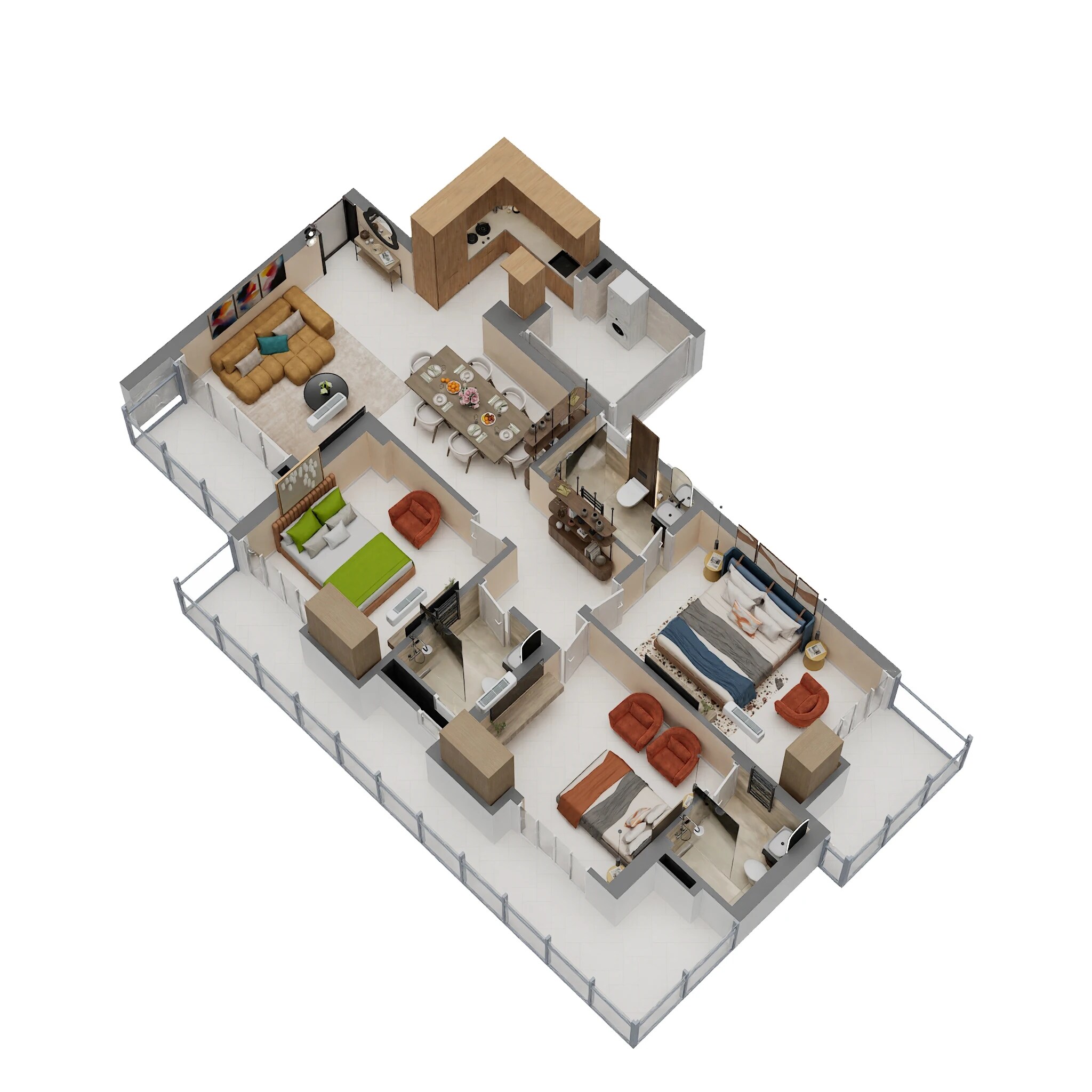 Floor plan of 3 BHK 1825 Sq. Ft. Apartment in Alpine AIGIN Royal, Greater Noida