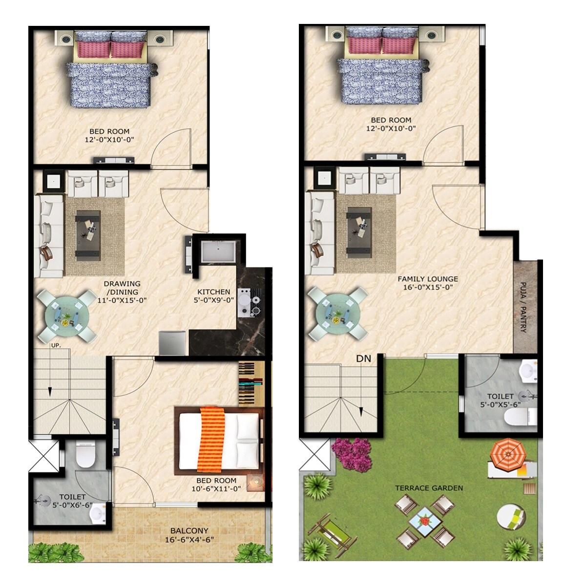 Floor plan of 3 BHK 2100 Sq. Ft. Apartment in Ambrosia Luxury Homes, Greater Noida