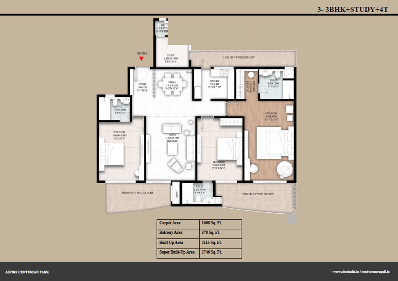3 BHK 2746 Sq. Ft. Apartment in Amrapali Centurian Park
