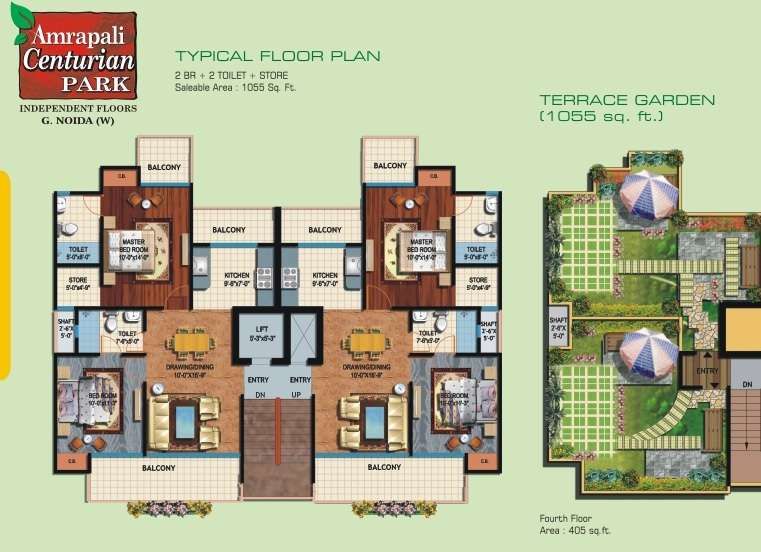 2 BHK 1055 Sq. Ft. Apartment in Amrapali Centurian Park Phase II