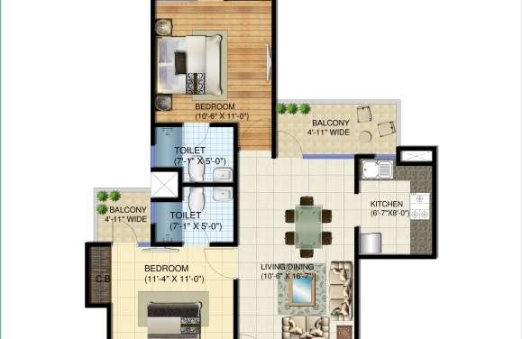 amrapali ivory heights apartment 2 bhk 975sqft 20215804165847