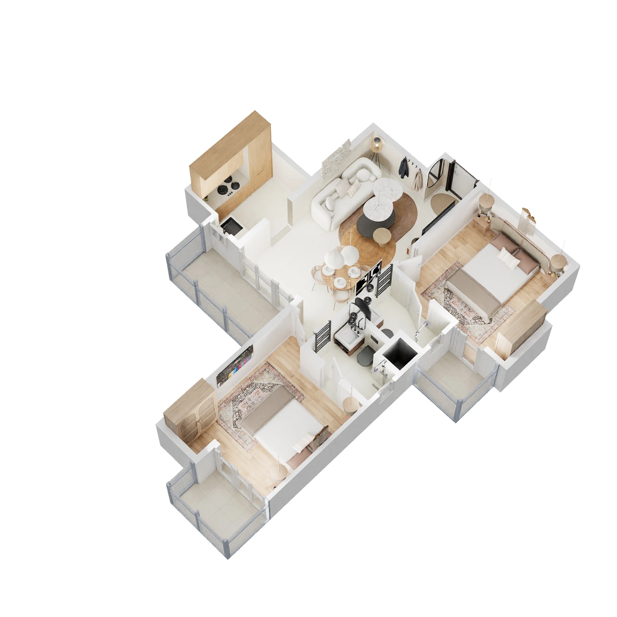 Floor plan of 2 BHK 975 Sq. Ft. Apartment in Amrapali Jaura Heights, Greater Noida