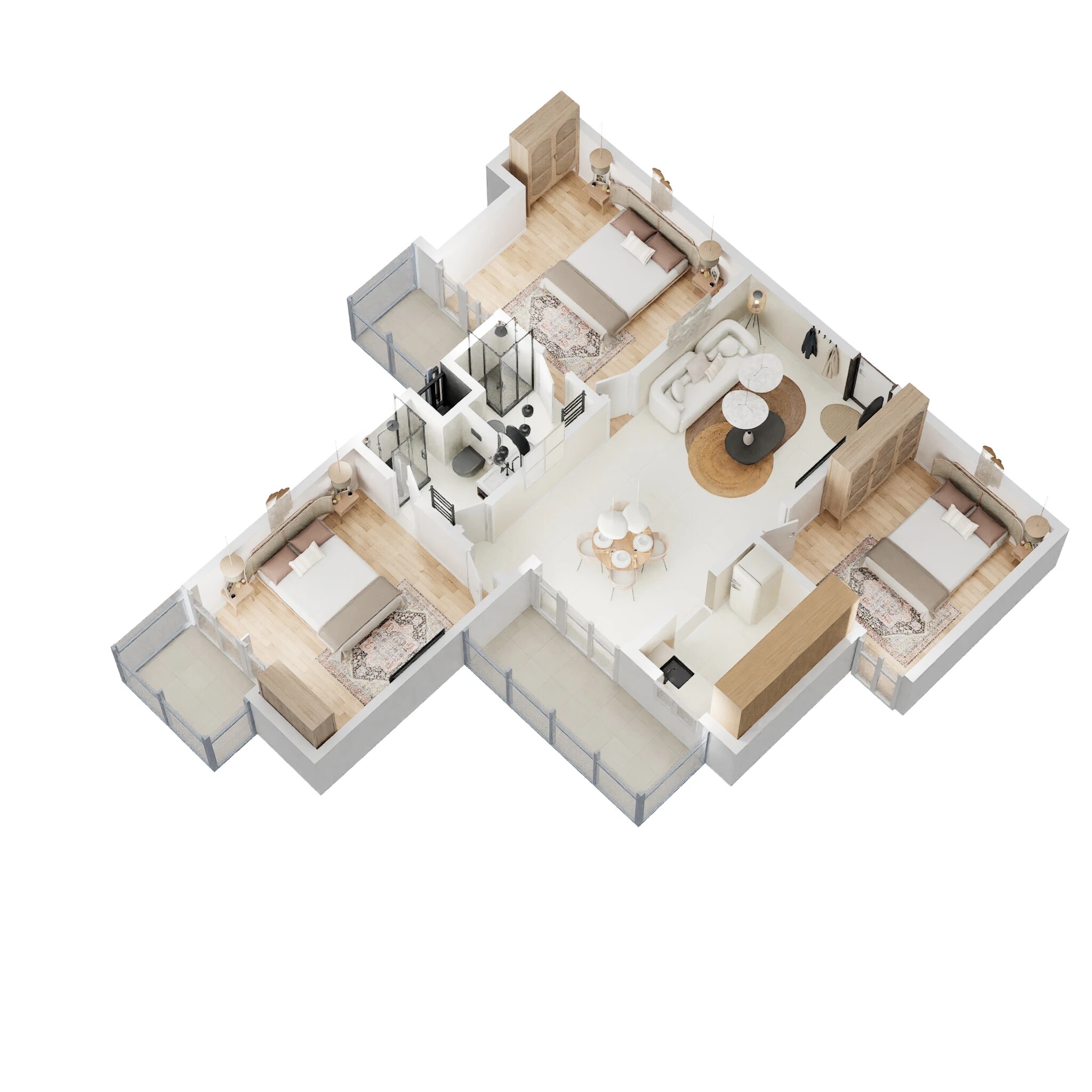 Floor plan of 3 BHK 1220 Sq. Ft. Apartment in Amrapali Jaura Heights, Greater Noida
