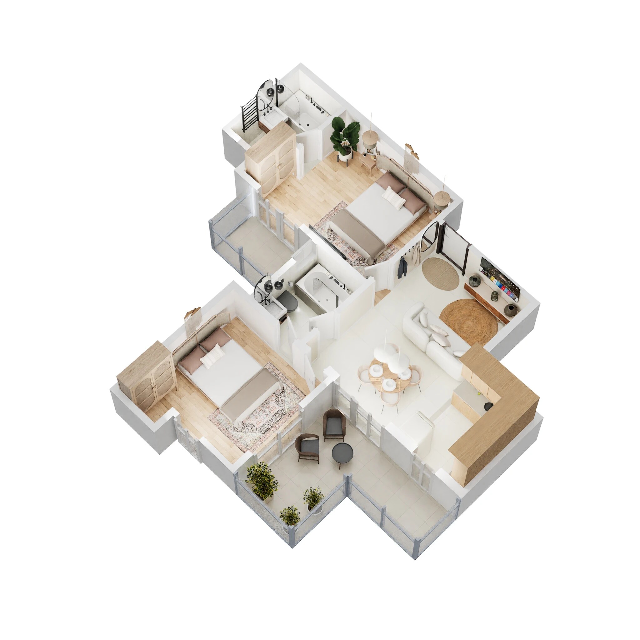 Floor plan of 2 BHK 885 Sq. Ft. Apartment in Amrapali O2 Valley, Greater Noida