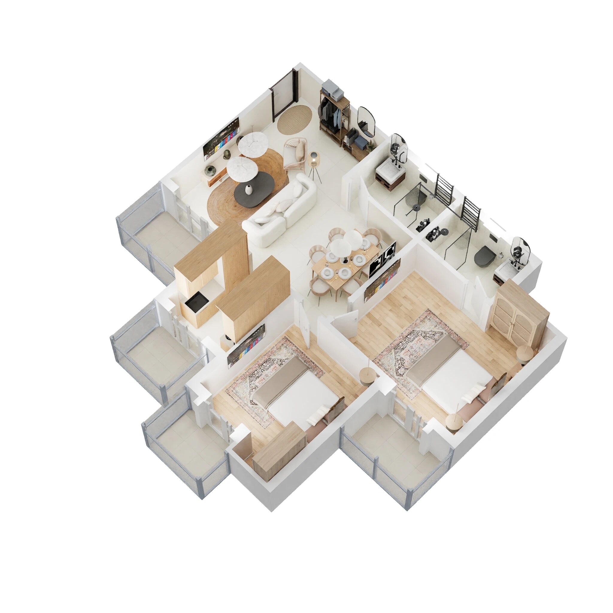 Floor plan of 2 BHK 845 Sq. Ft. Apartment in Amrapali Riverview, Greater Noida