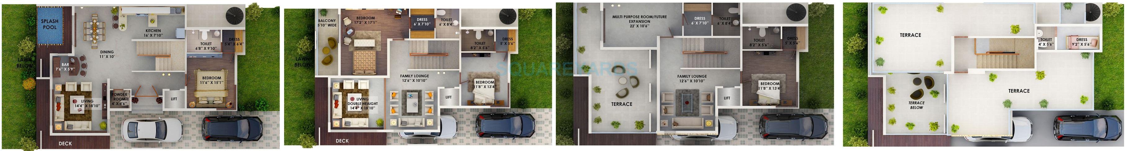 Floor plan of 4 BHK 3885 Sq. Ft. Villa in The Hemisphere, Greater Noida