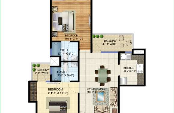 amrapali verona heights apartment 2 bhk 975sqft 20204307154340