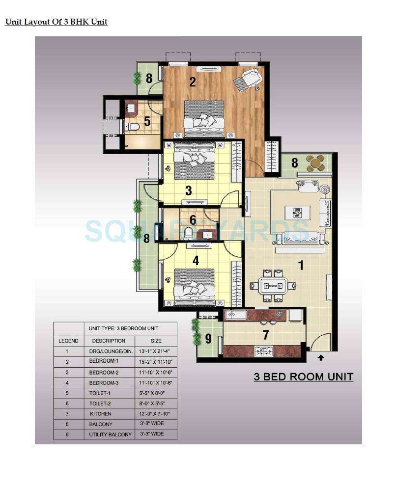 3 BHK 1515 Sq. Ft. Apartment in Ansal API Sushant Megapolis Crescent Residences