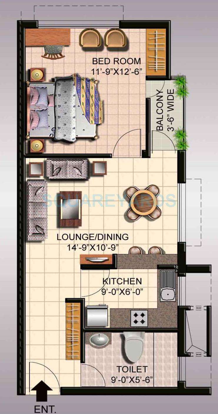 1 BHK 820 Sq. Ft. Apartment in Ansal API Sushant Megapolis Fairway Apartments I