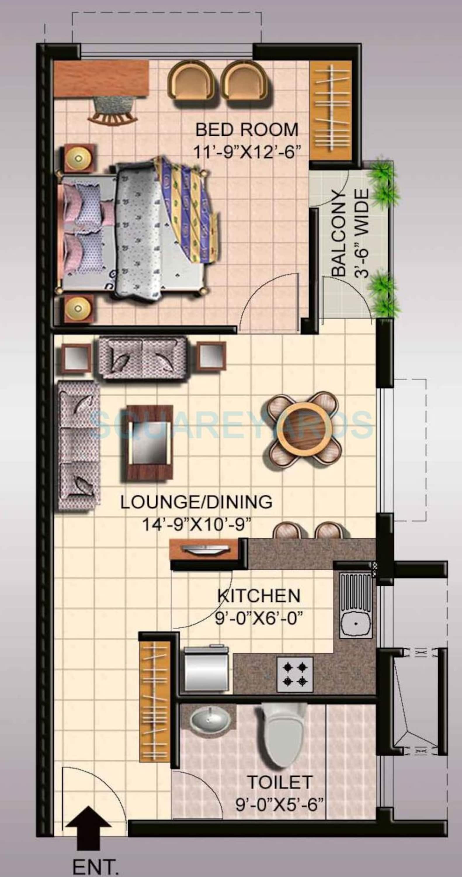 ansal api sushant megapolis fairway apartments i apartment 1bhk 820sqft 1