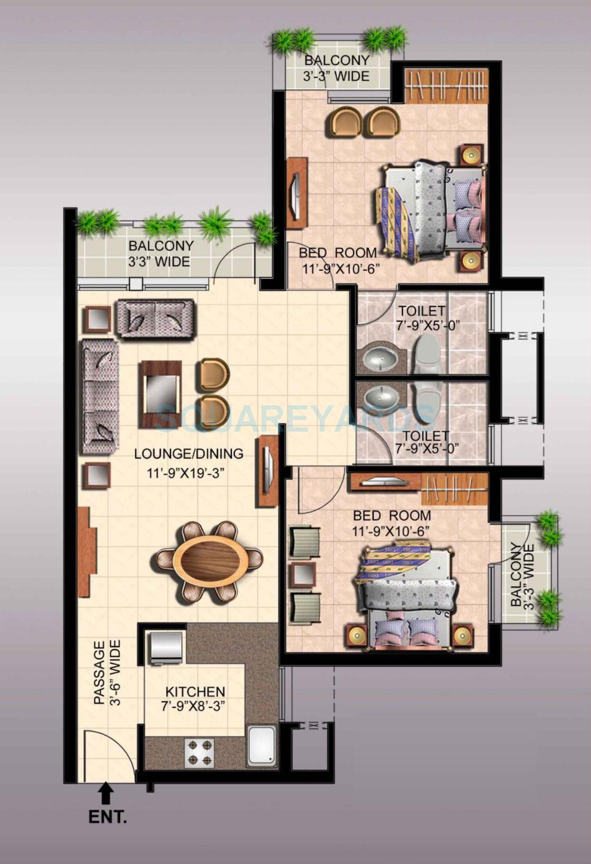 ansal api sushant megapolis fairway apartments i apartment 2bhk 1235sqft 1