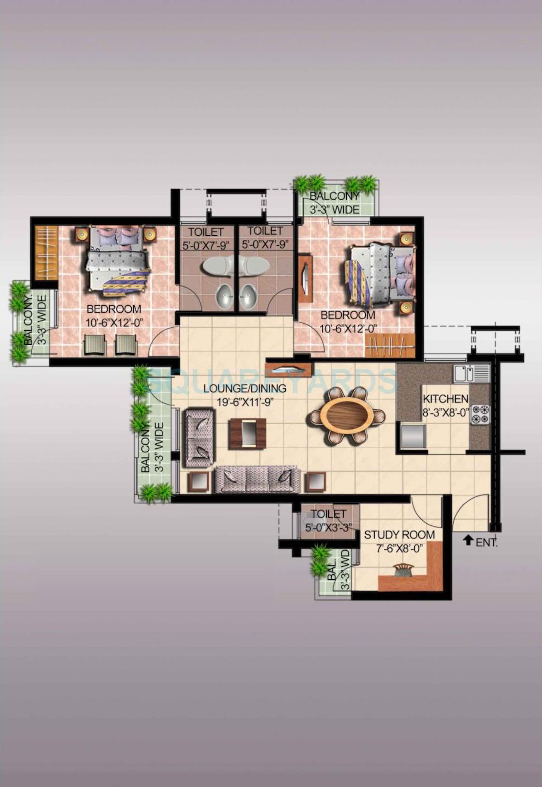 ansal api sushant megapolis fairway apartments i apartment 2bhk 1430sqft 1