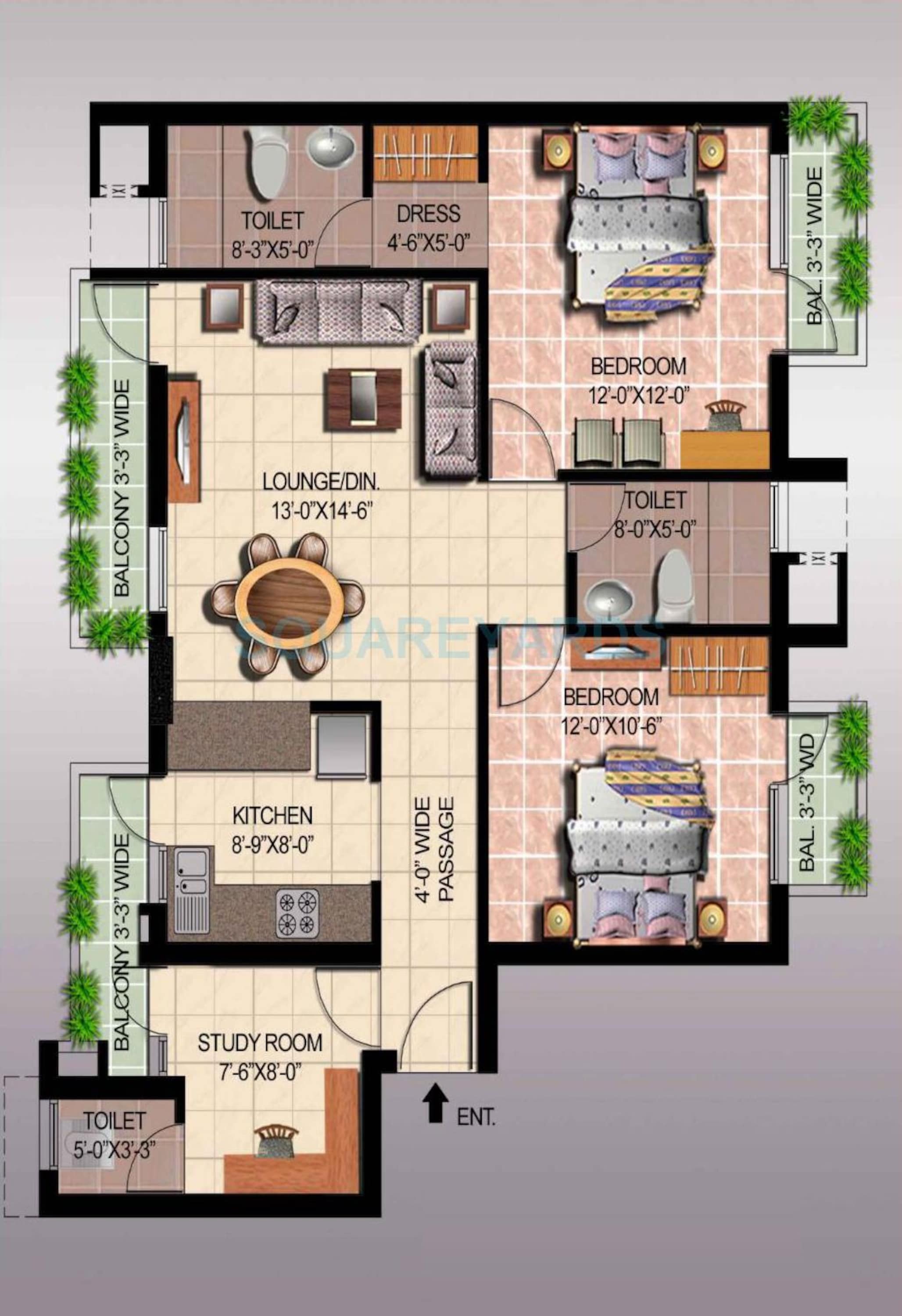 ansal api sushant megapolis fairway apartments i apartment 2bhk 1435sqft 1