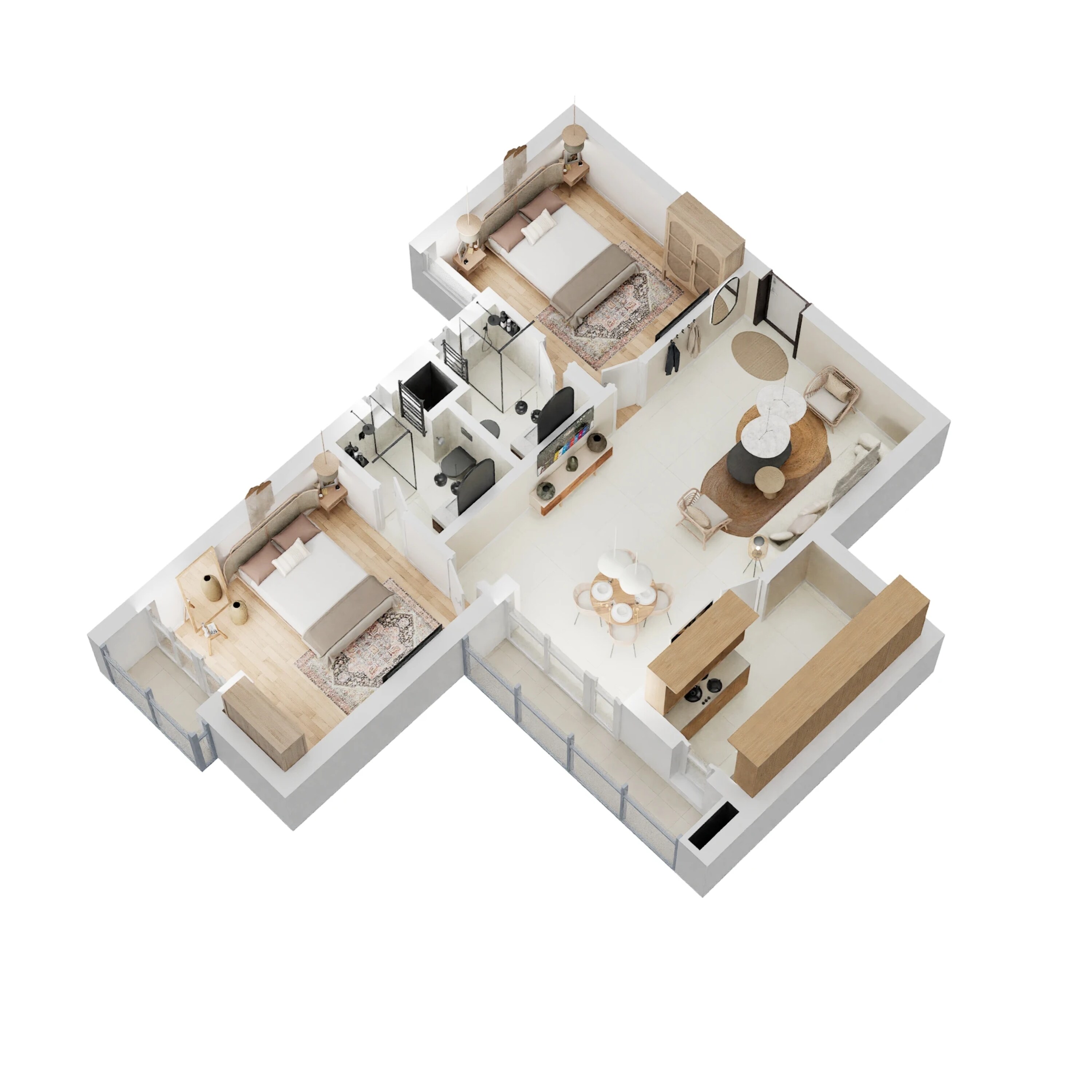 ansal api sushant megapolis paradise crystal apartment 2bhk 1060sqft 1 3d 7566