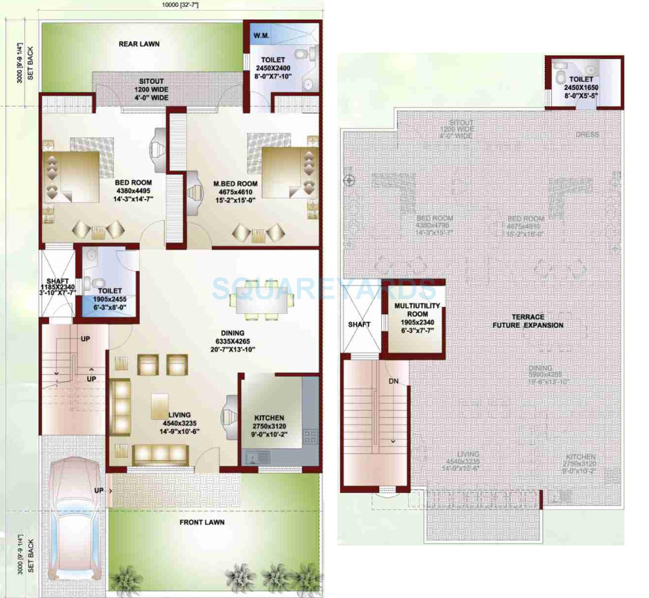 Floor plan of 2 BHK 1896 Sq. Ft. Villa in Ansal API Sushant Megapolis Villas, Greater Noida