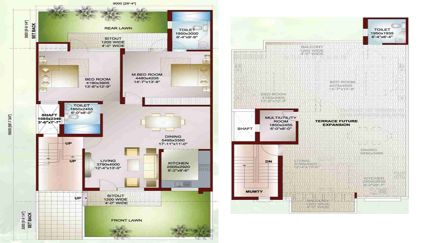 Floor plan of 2 BHK 1537 Sq. Ft. Villa in Ansal Megapolis Carnation Gardens Villas, Greater Noida