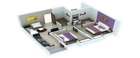 Floor plan of 2 BHK 990 Sq. Ft. Apartment in Ansals Rainbow, Greater Noida