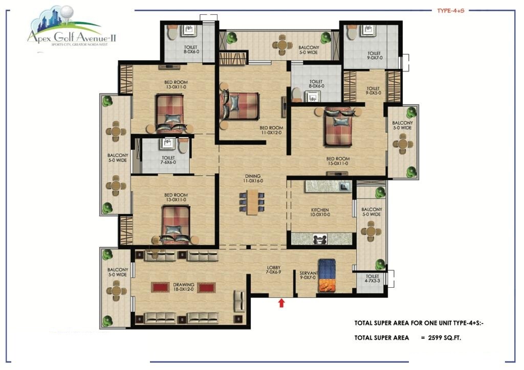 4 BHK 2599 Sq. Ft. Apartment