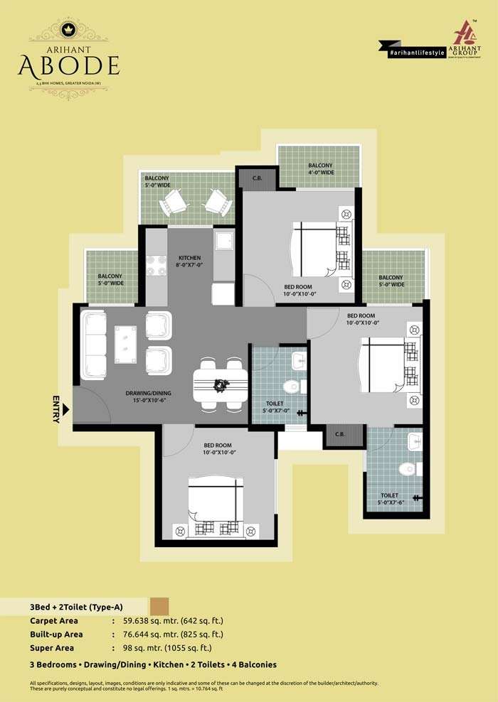 arihant abode apartment 3bhk 1055sqft11