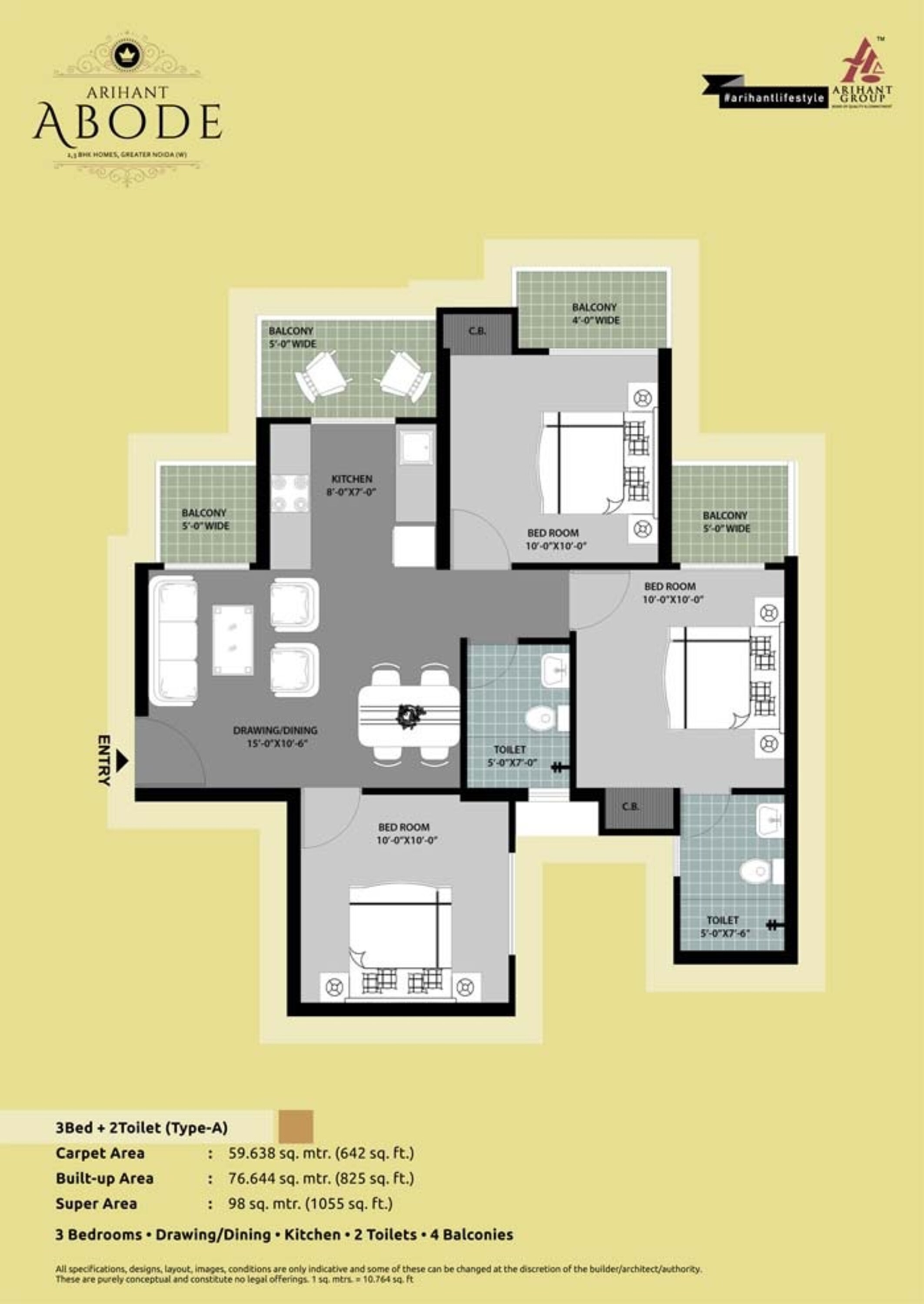 arihant abode apartment 3bhk 1055sqft11