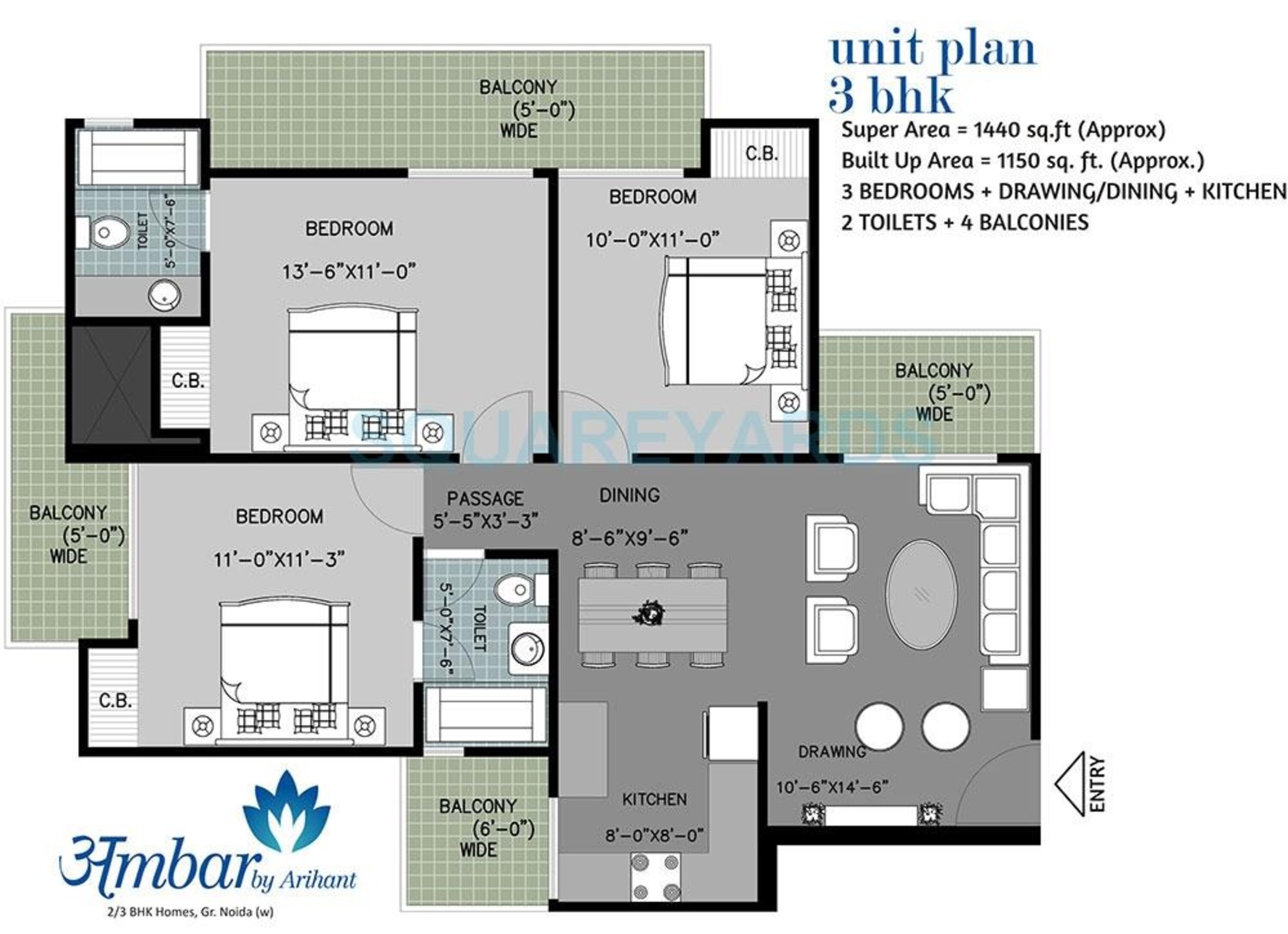 arihant ambar apartment 3bhk 1440sqft 41