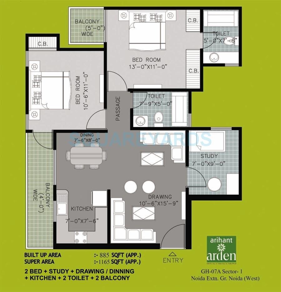 2 BHK 1165 Sq. Ft. Apartment