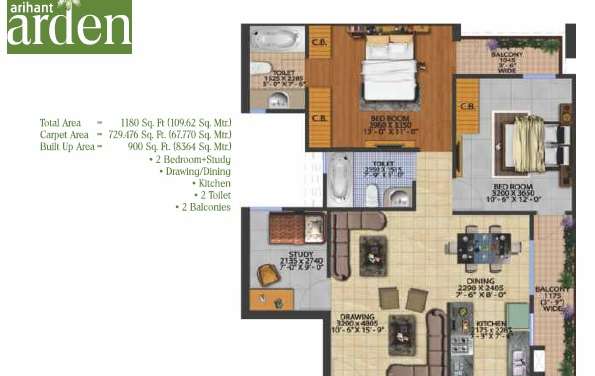 arihant arden phase iii apartment 2 bhk 1180sqft 20214010164010