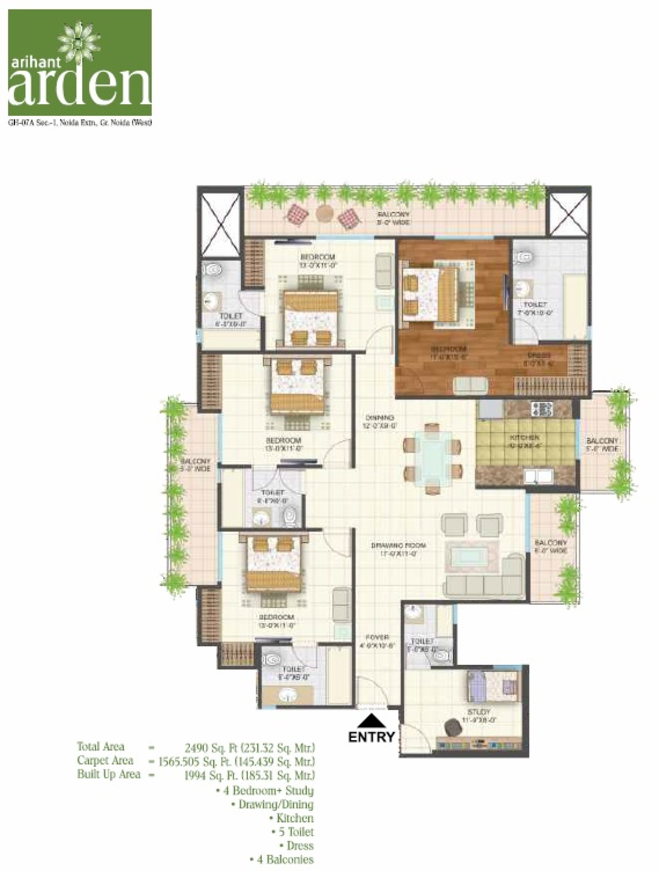 arihant arden phase iii apartment 4 bhk 2490sqft 20213910163955