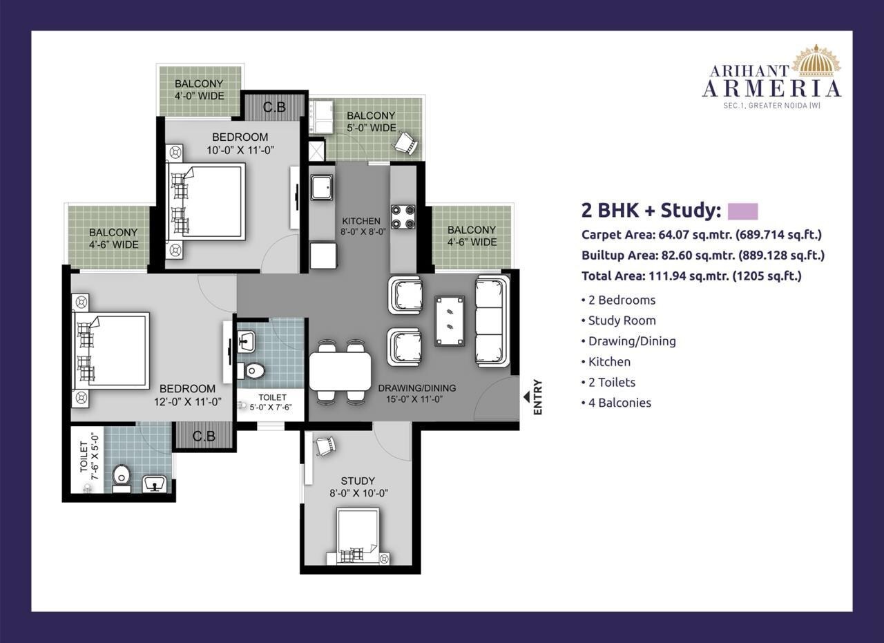 2 BHK 1205 Sq. Ft. Apartment