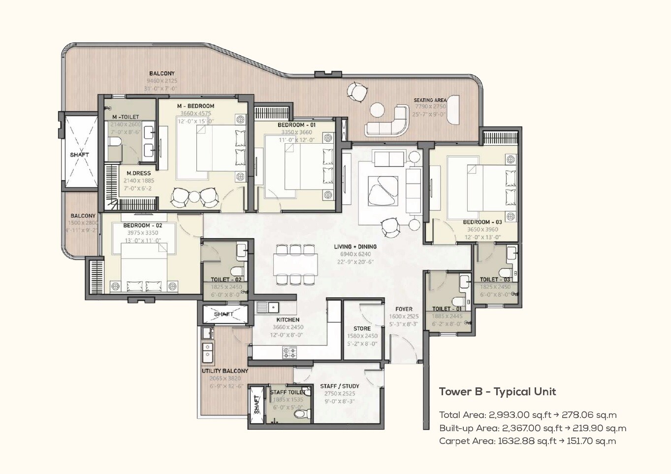 4 BHK 2993 Sq. Ft. Apartment