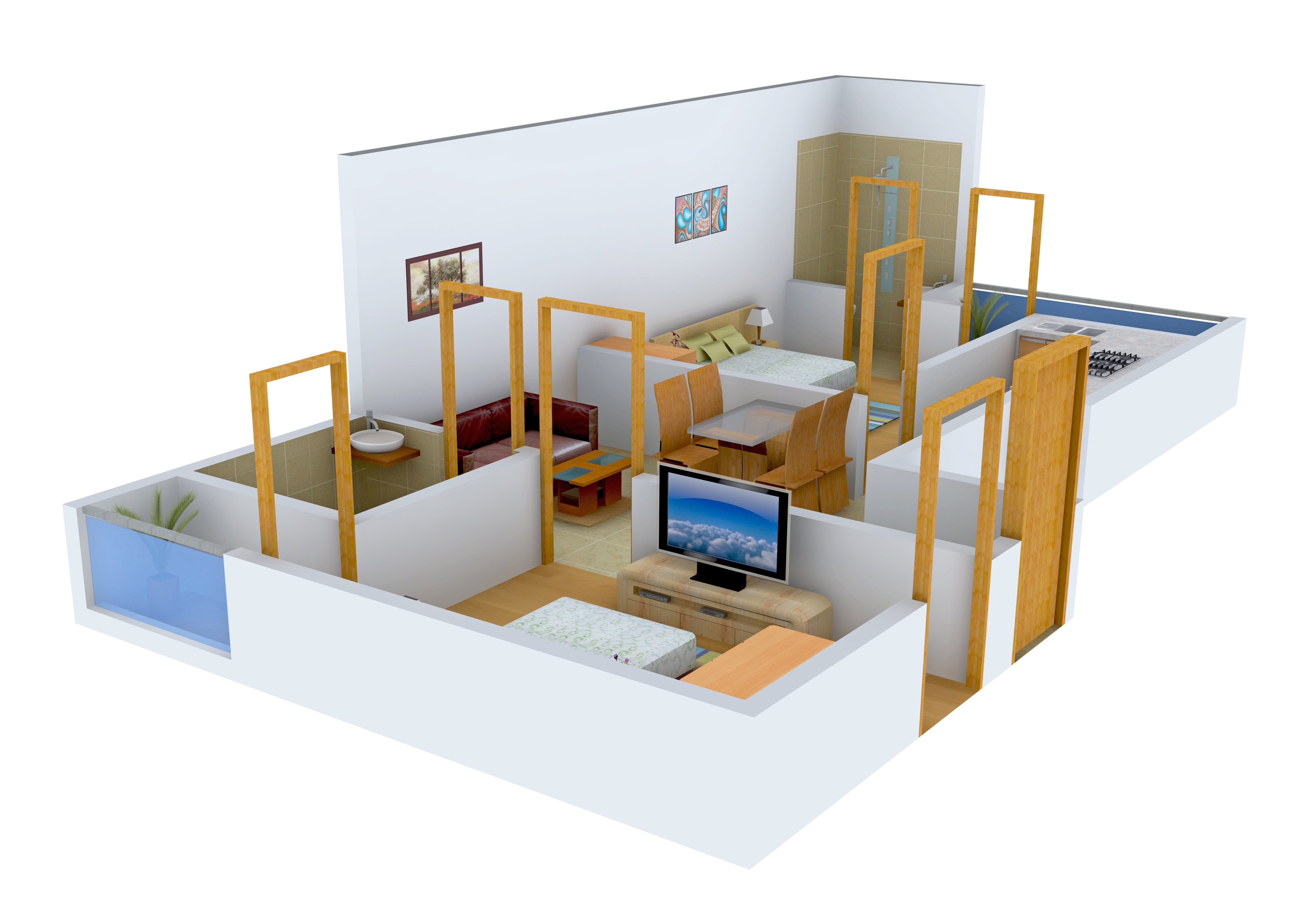 Floor plan of 2 BHK 780 Sq. Ft. Apartment in Arsh Green Heights ll, Greater Noida