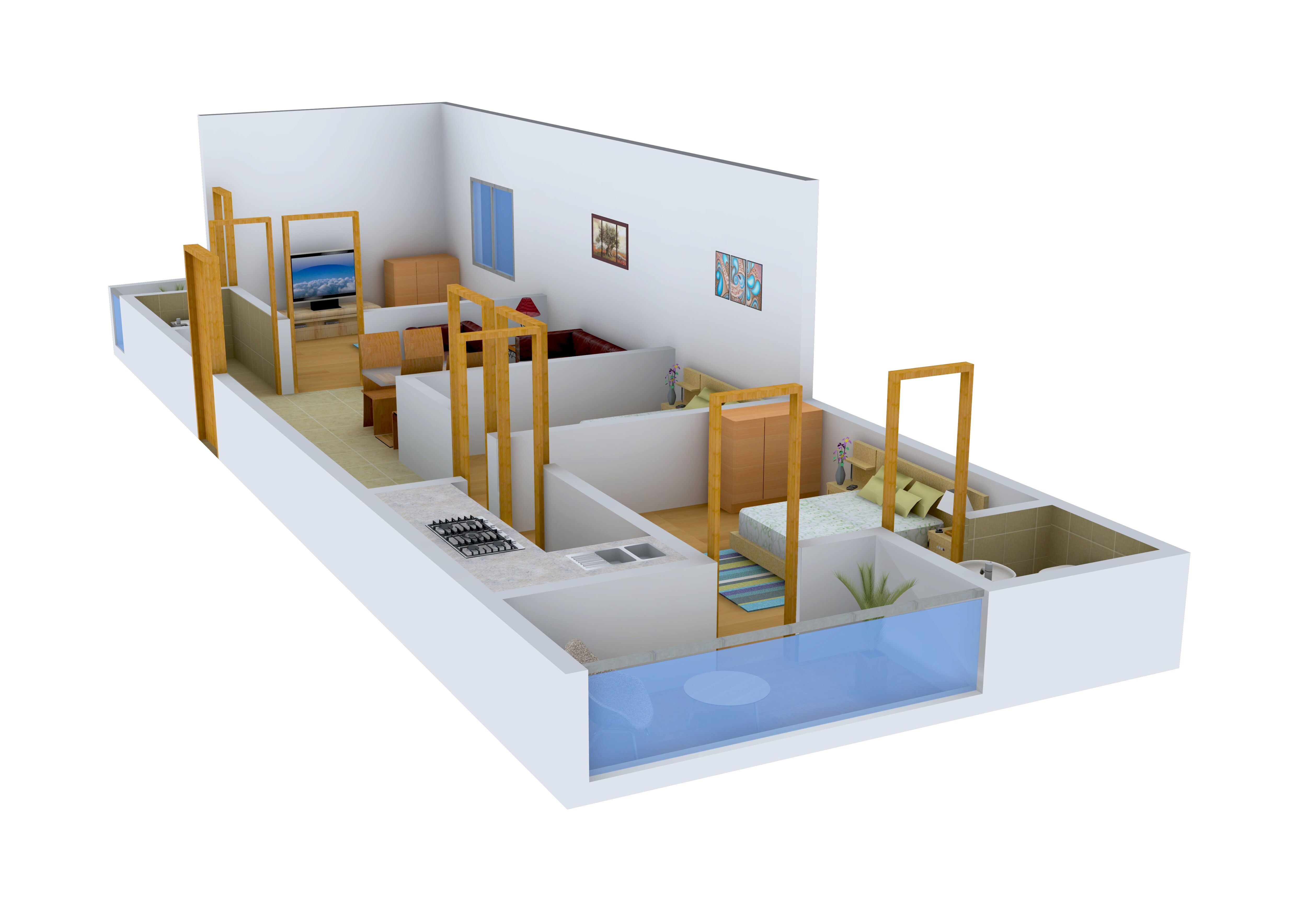 Floor plan of 3 BHK 1075 Sq. Ft. Apartment in Arsh Green Heights ll, Greater Noida