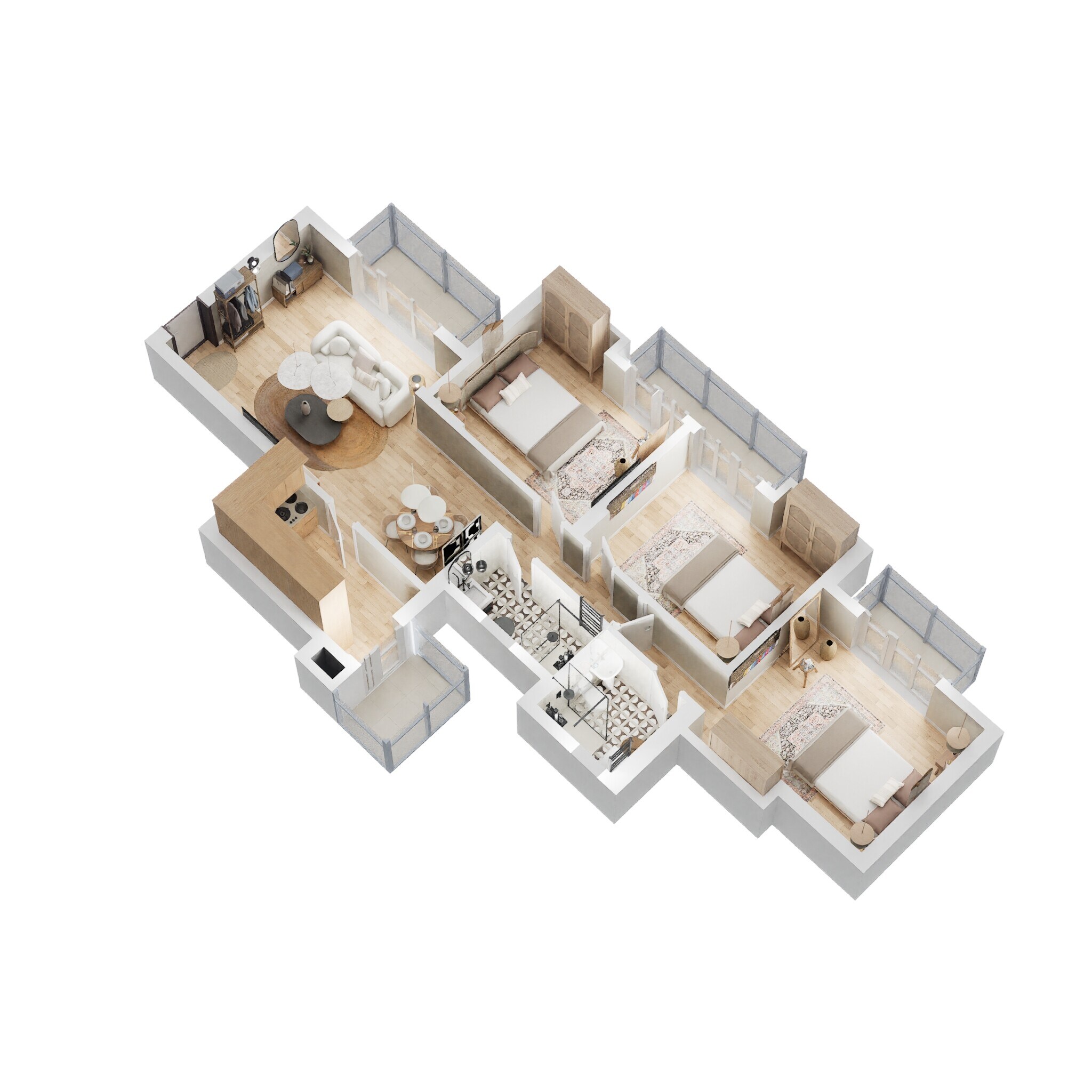 Floor plan of 3 BHK 1500 Sq. Ft. Apartment in ATS Dolce Phase 2, Greater Noida