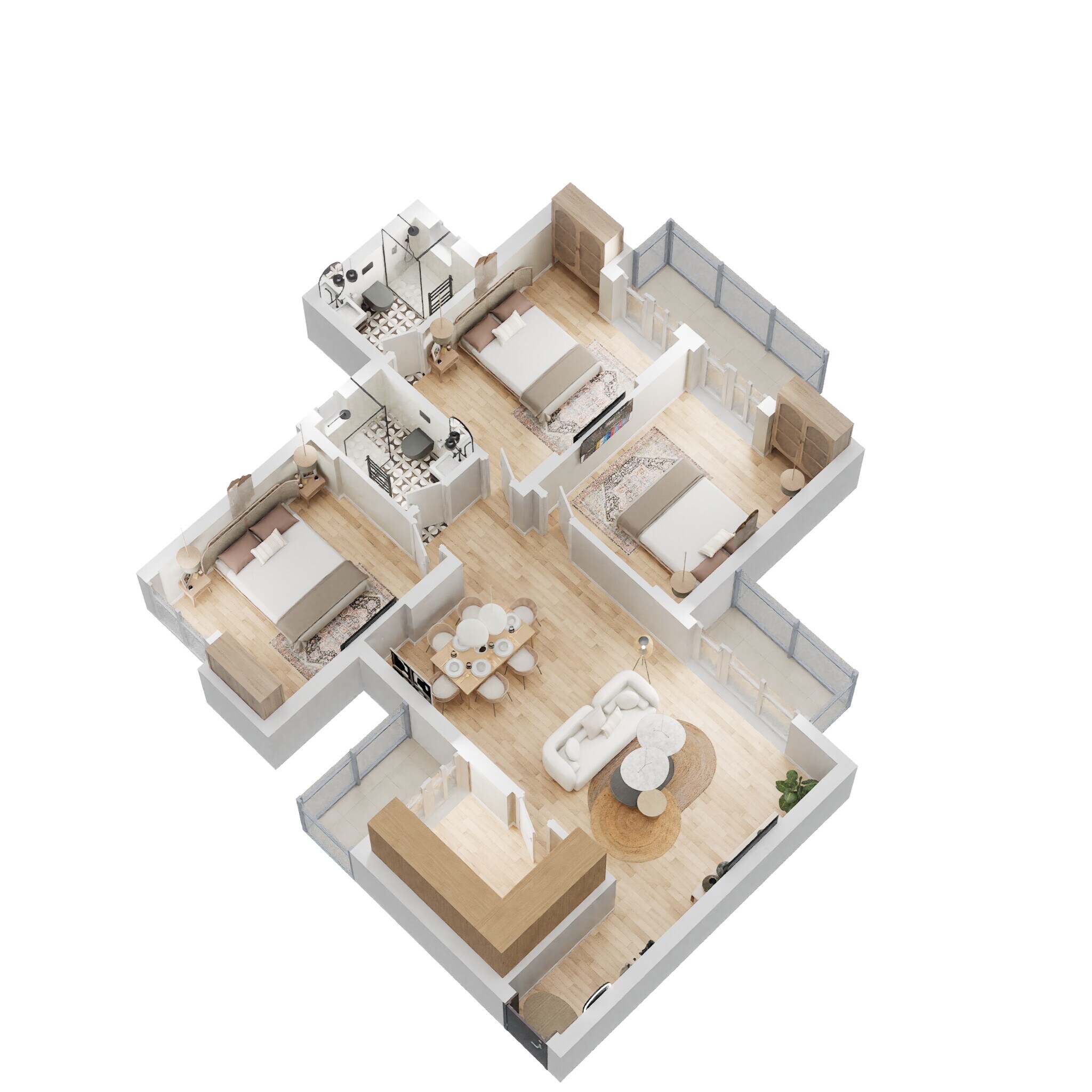 Floor plan of 3 BHK 1540 Sq. Ft. Apartment in ATS Dolce Phase 2, Greater Noida