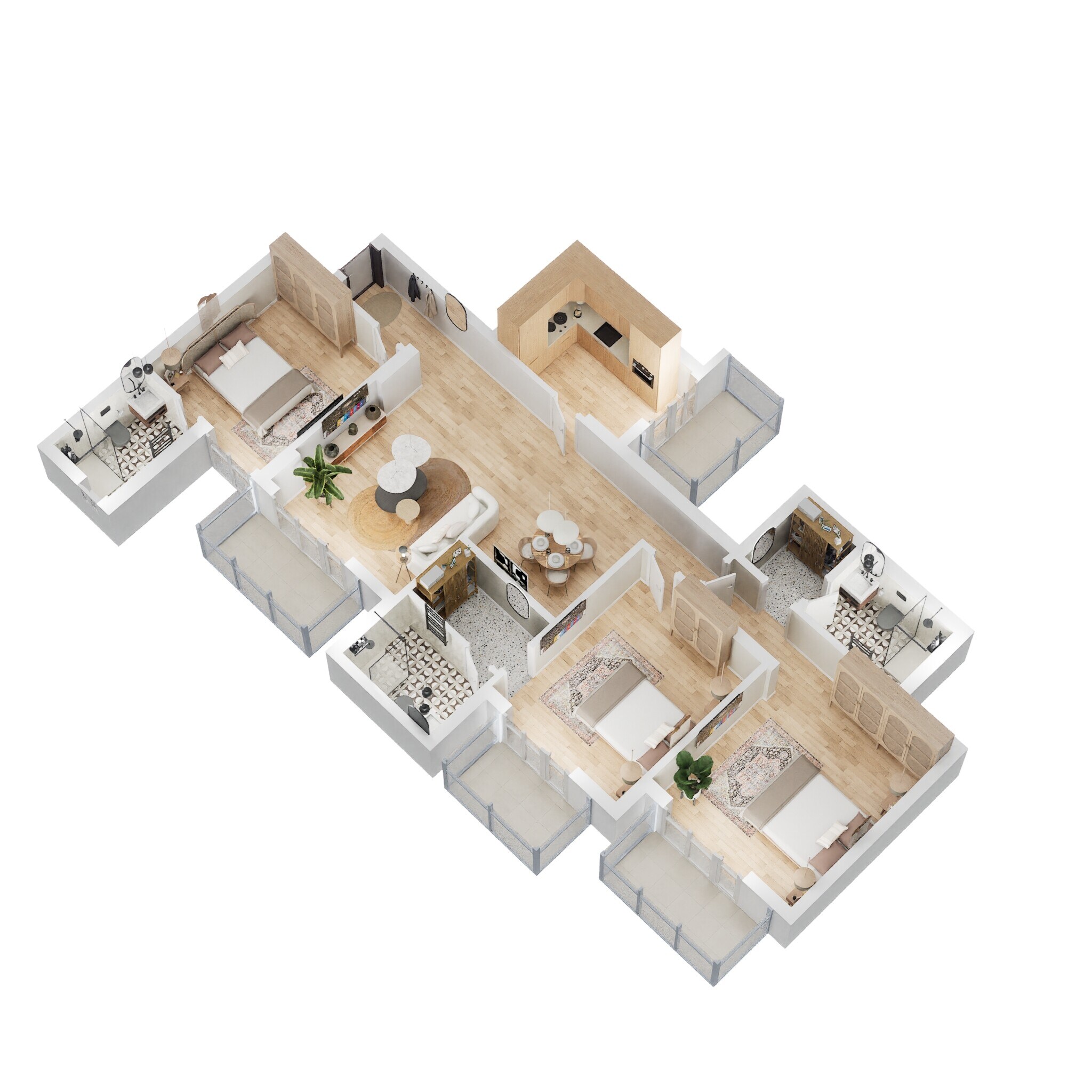 Floor plan of 3 BHK 1800 Sq. Ft. Apartment in ATS Dolce Phase 2, Greater Noida