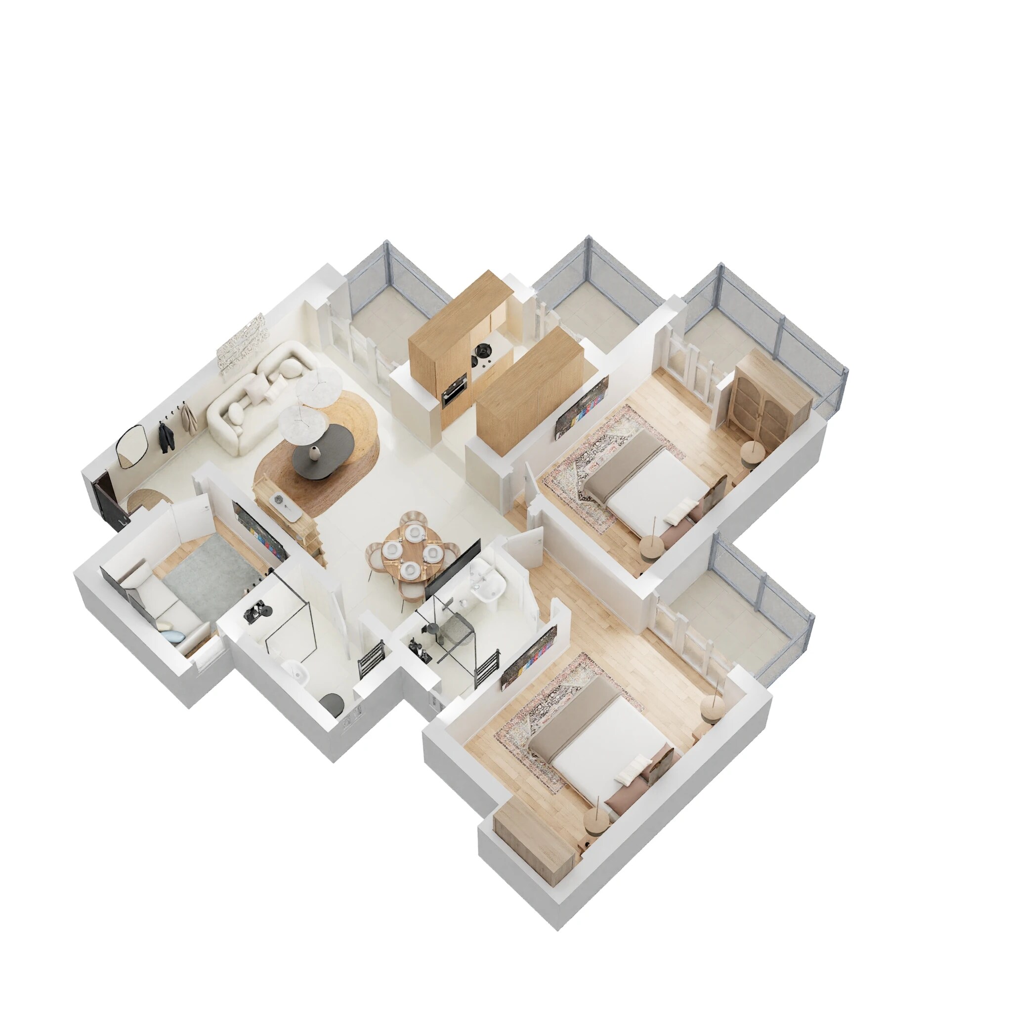 Floor plan of 2 BHK 1165 Sq. Ft. Apartment in ATS Happy Trails, Greater Noida