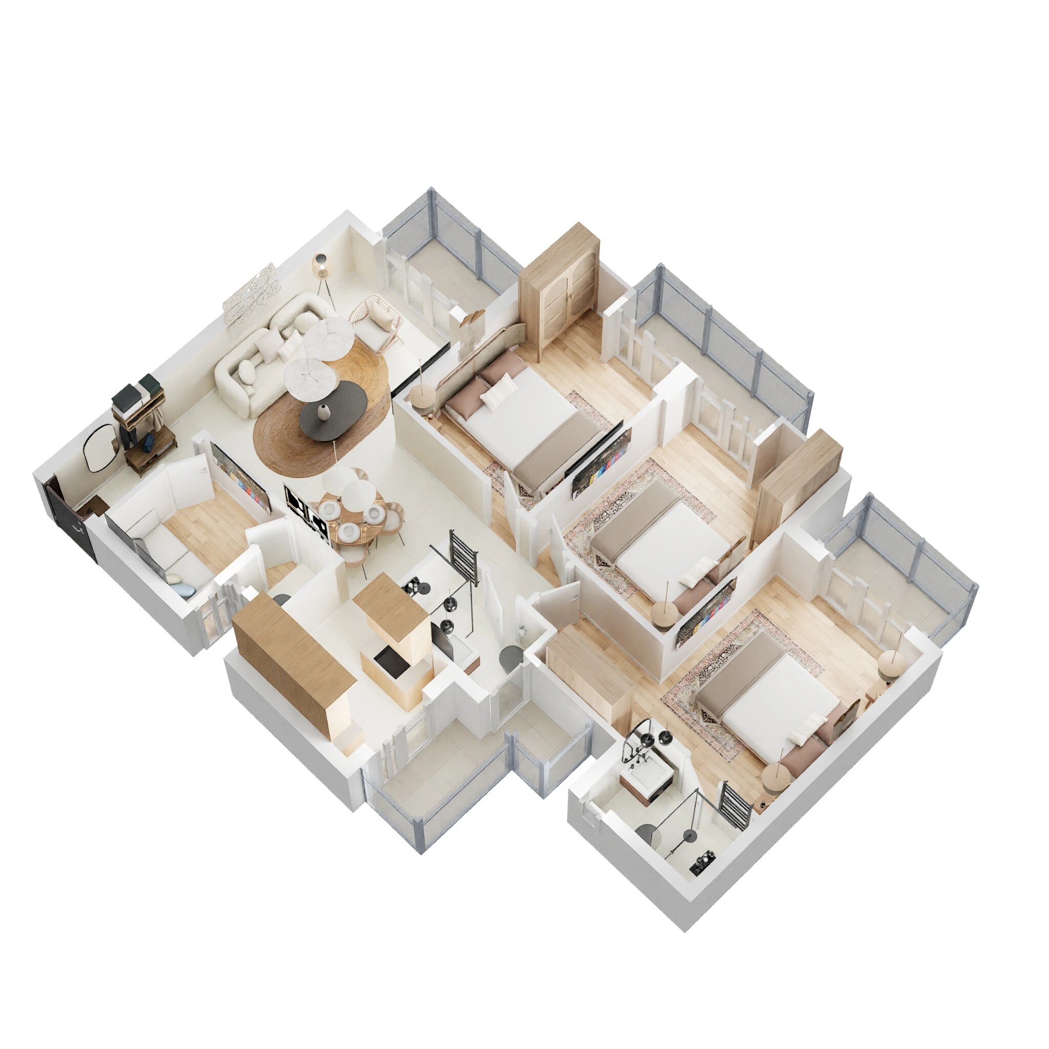 Floor plan of 3 BHK 1385 Sq. Ft. Apartment in ATS Happy Trails, Greater Noida