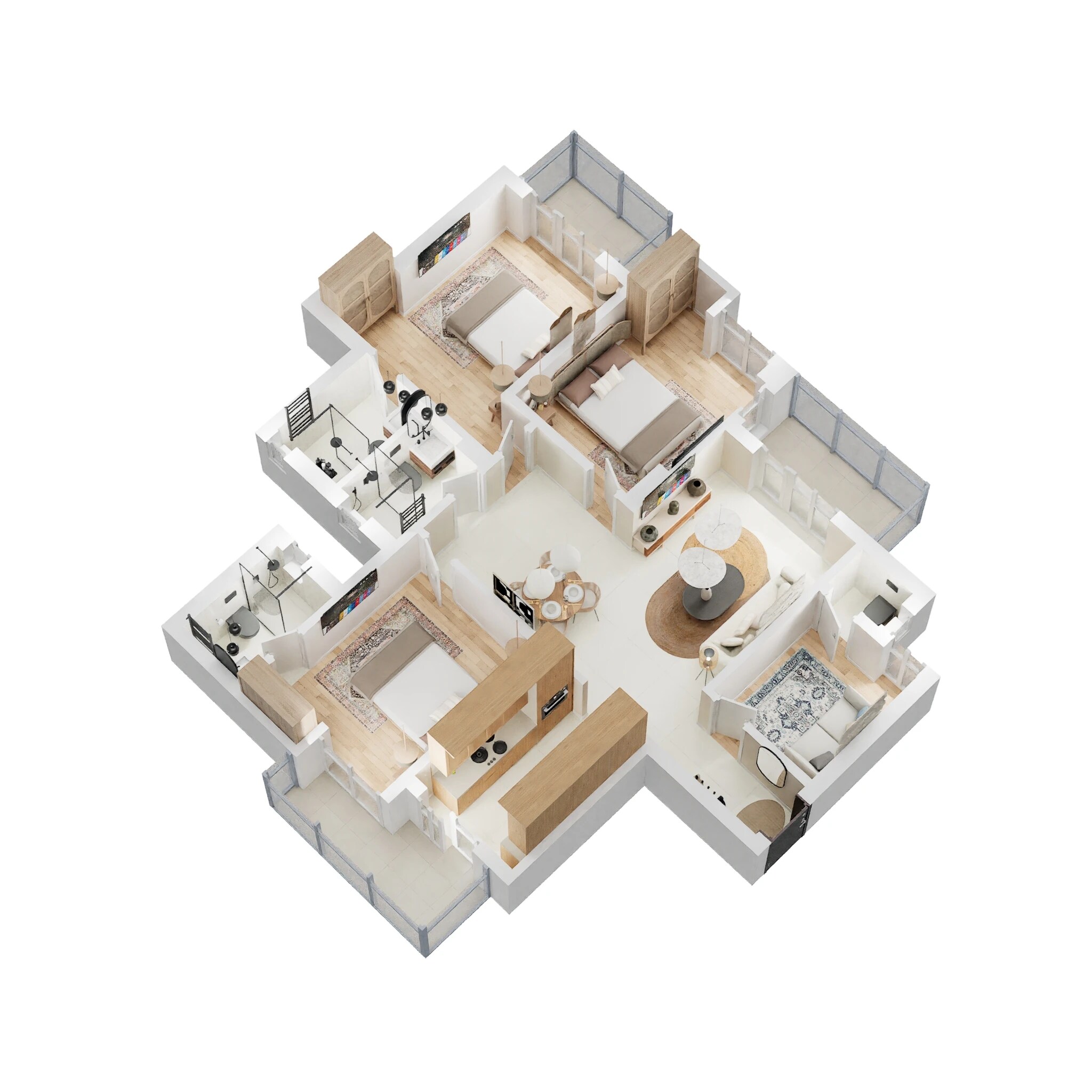 Floor plan of 3 BHK 1625 Sq. Ft. Apartment in ATS Happy Trails, Greater Noida