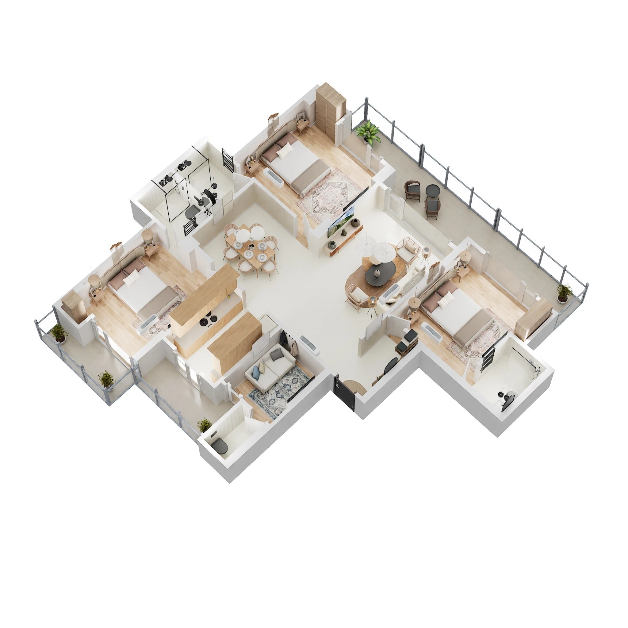 Floor plan of 3 BHK 2200 Sq. Ft. Apartment in Aurum Alumni Bliss, Greater Noida