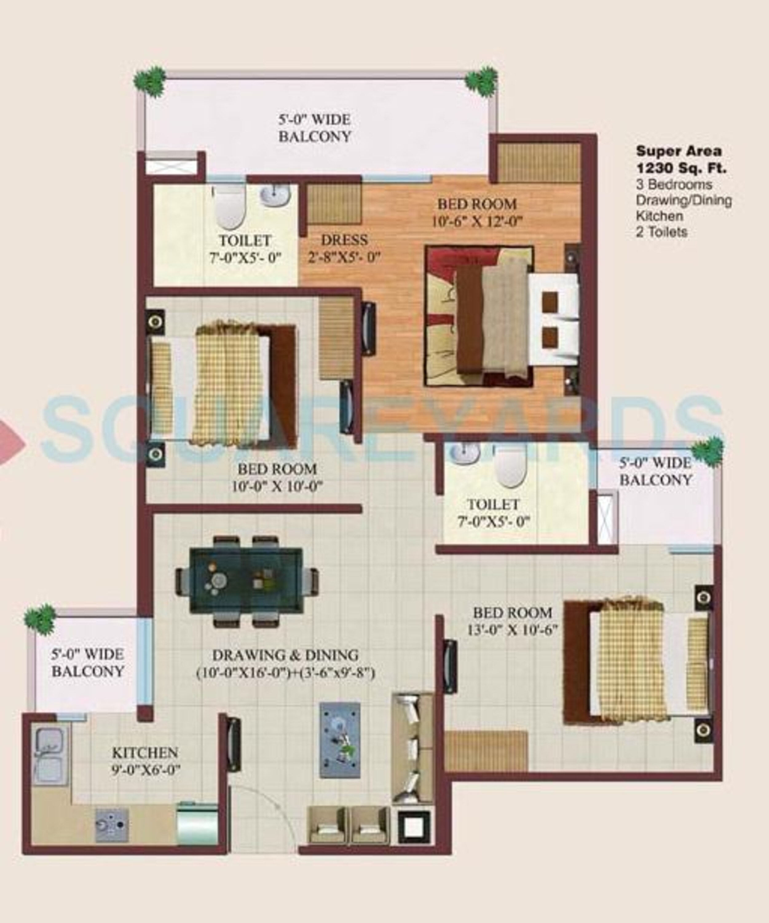 bulland calisto apartment 3bhk 1230sqft 1