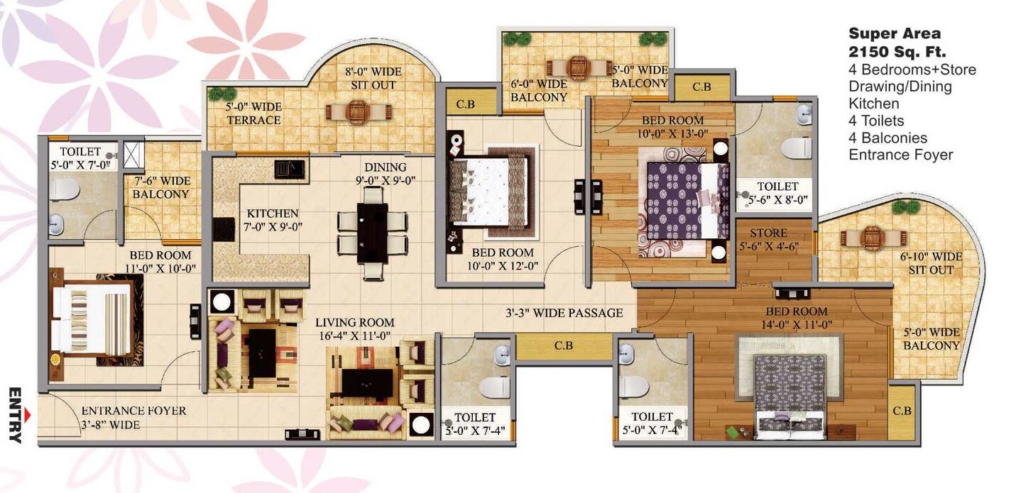 4 BHK 2150 Sq. Ft. Apartment
