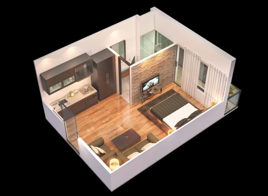Floor plan of 450 Sq. Ft. Studio in Cosmic Cruise, Greater Noida