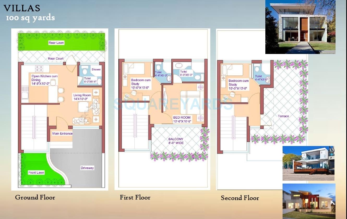 Floor plan of 3 BHK 2404 Sq. Ft. Villa in Cosmic Cruise Villas, Greater Noida