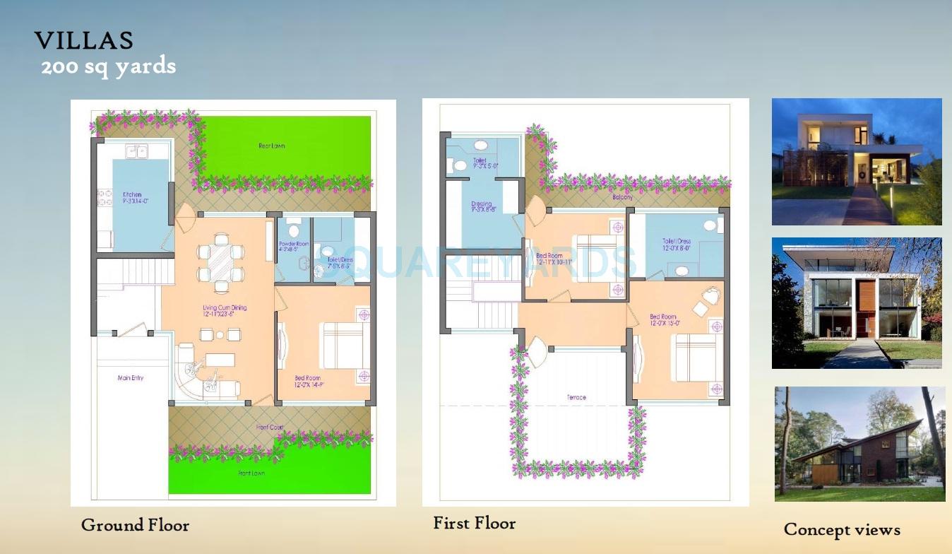 Floor plan of 3 BHK 4806 Sq. Ft. Villa in Cosmic Cruise Villas, Greater Noida