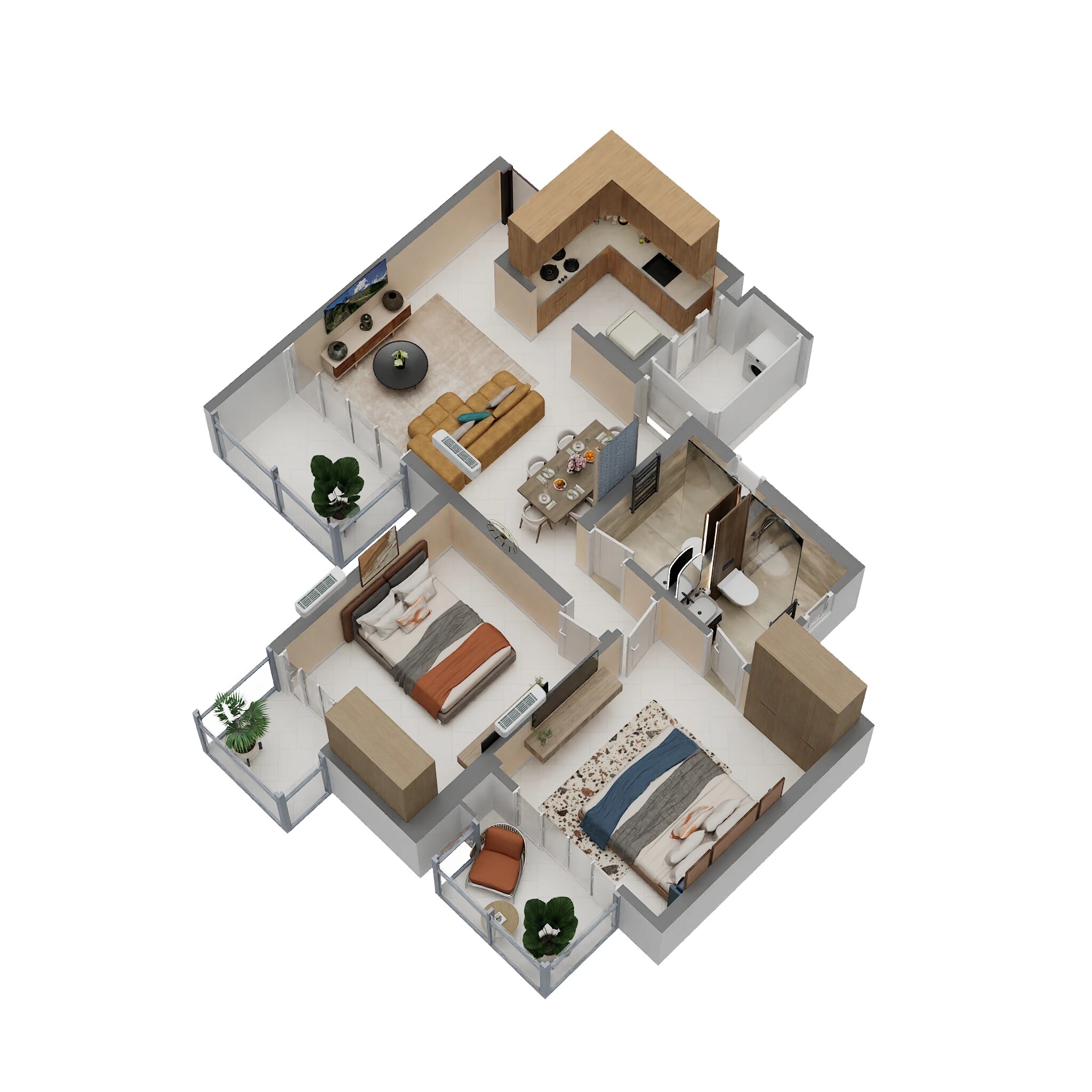 Floor plan of 2 BHK 1040 Sq. Ft. Apartment in CRC Joyous, Greater Noida