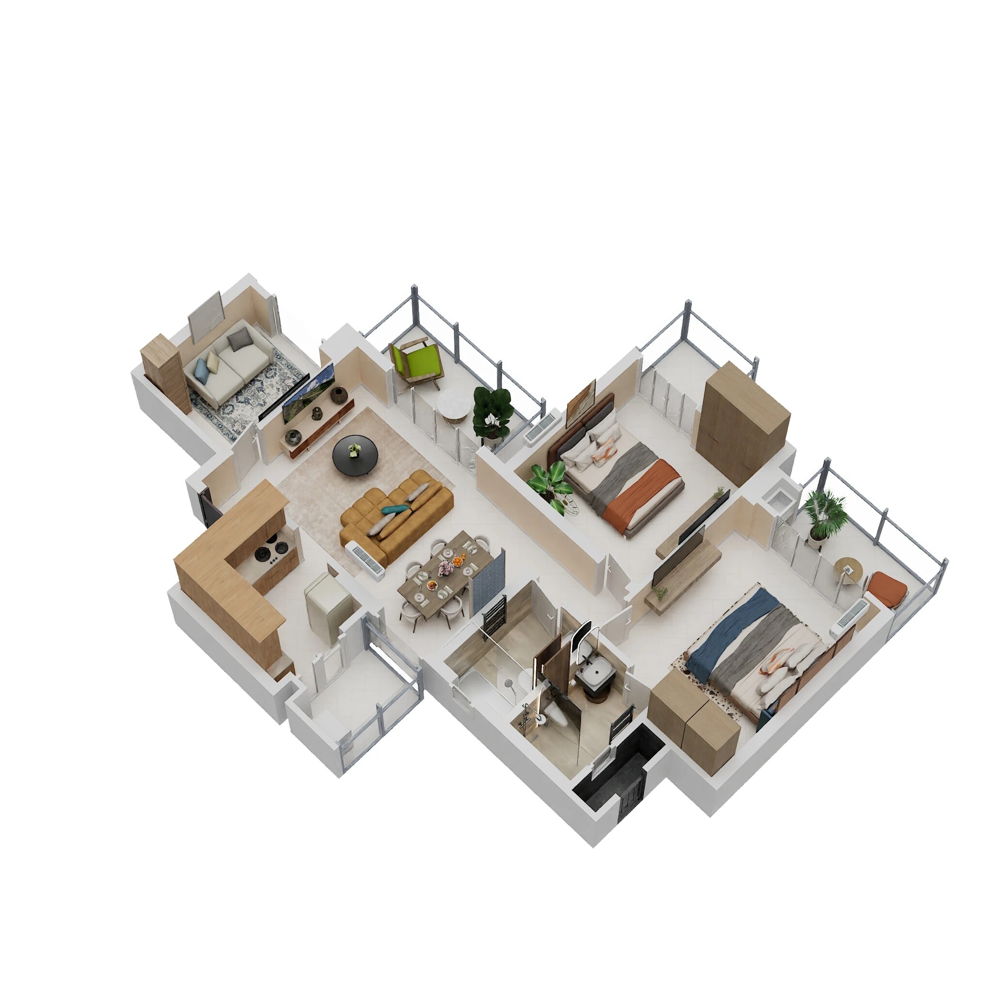 Floor plan of 2 BHK 1230 Sq. Ft. Apartment in CRC Joyous, Greater Noida
