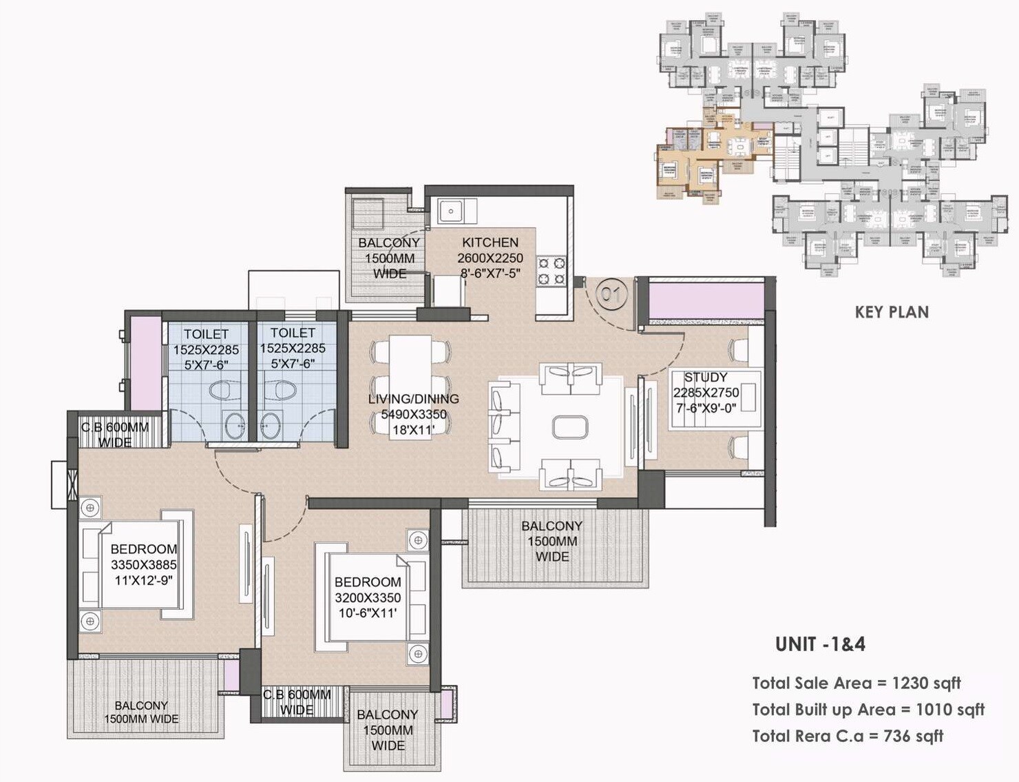2 BHK 1230 Sq. Ft. Apartment