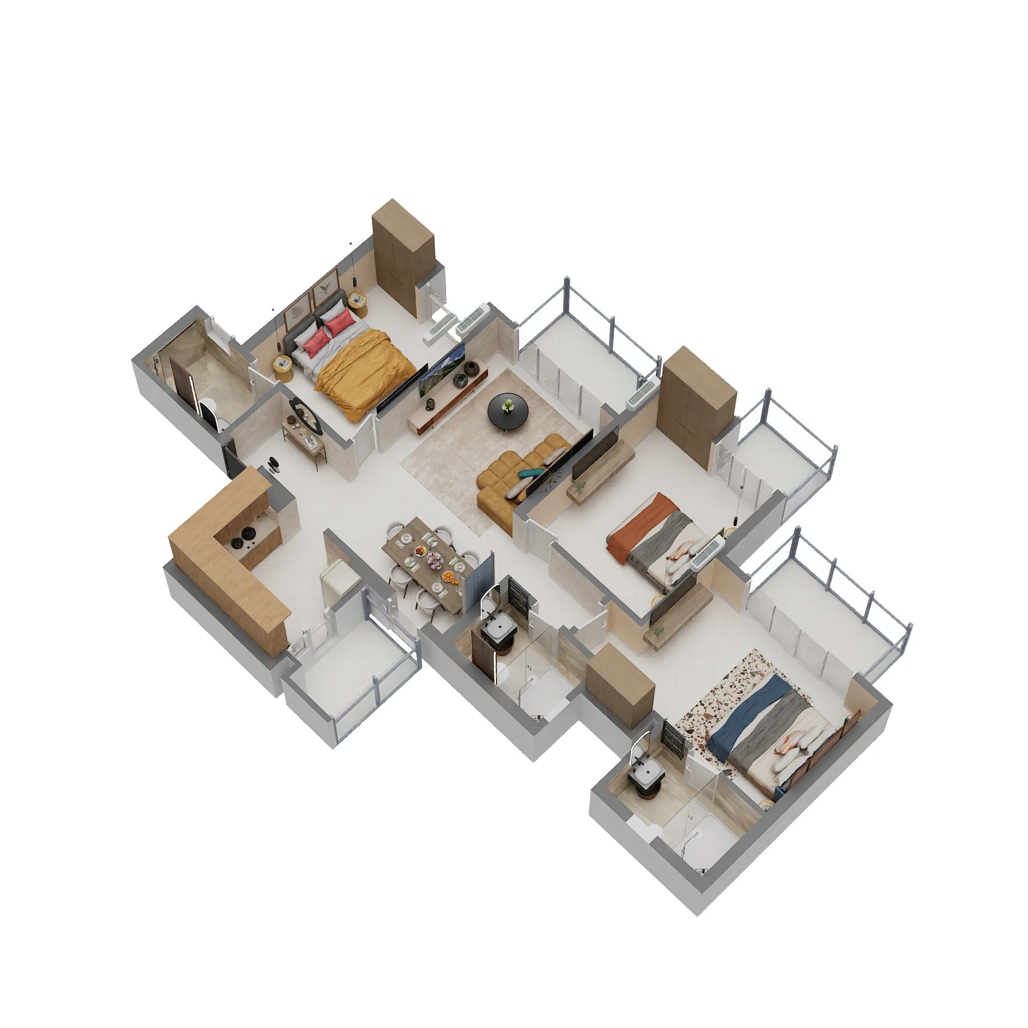 Floor plan of 3 BHK 1395 Sq. Ft. Apartment in CRC Joyous, Greater Noida