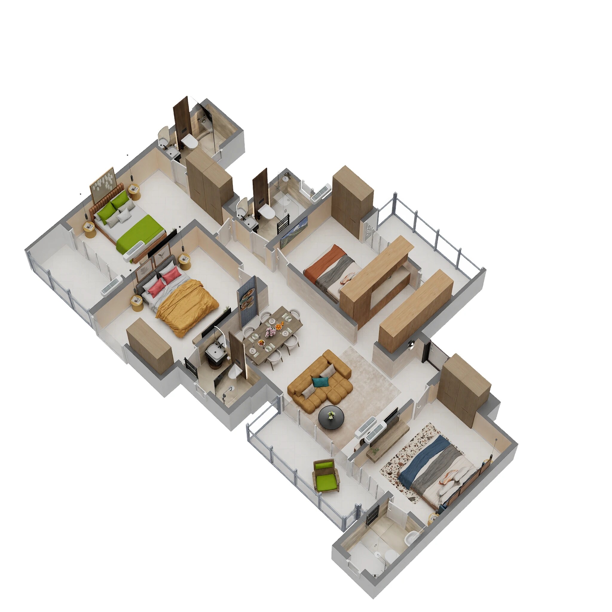 Floor plan of 4 BHK 1780 Sq. Ft. Apartment in CRC Joyous, Greater Noida