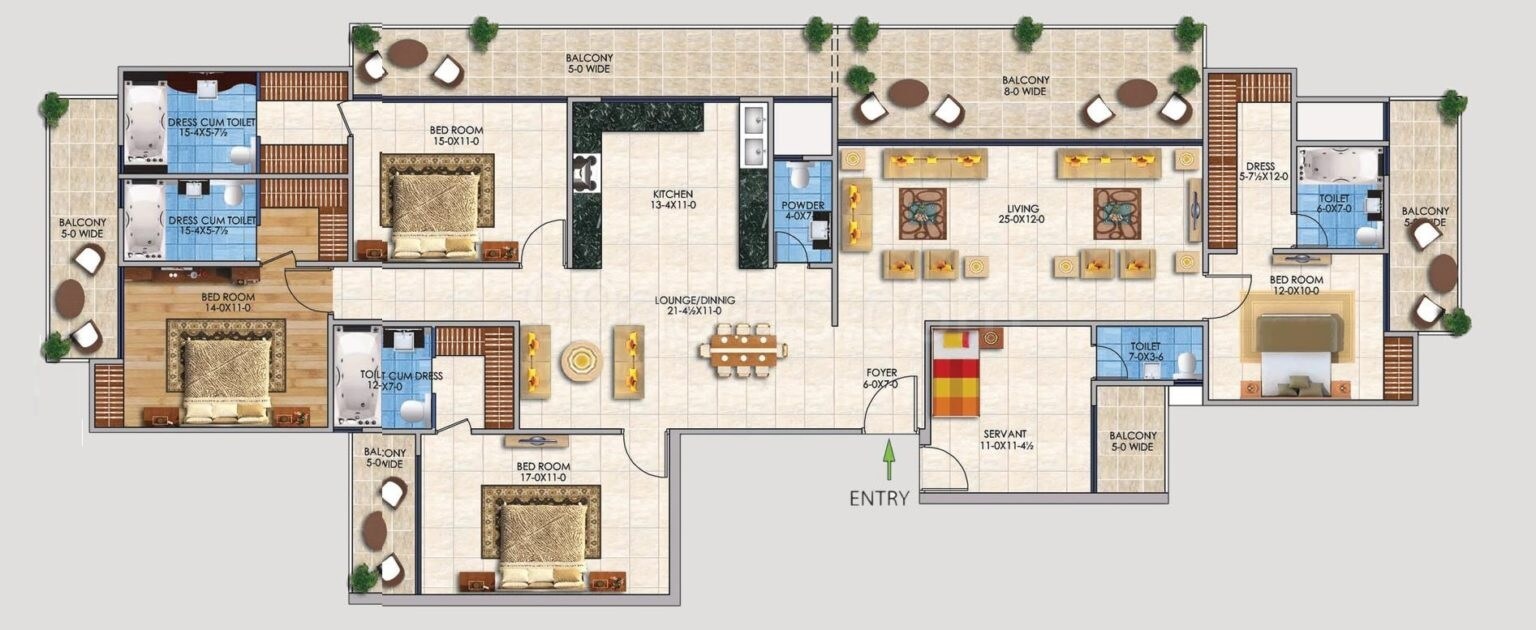 Floor plan of 5 BHK 3680 Sq. Ft. Penthouse in Dev Sai Sports Home Phase 2, Greater Noida